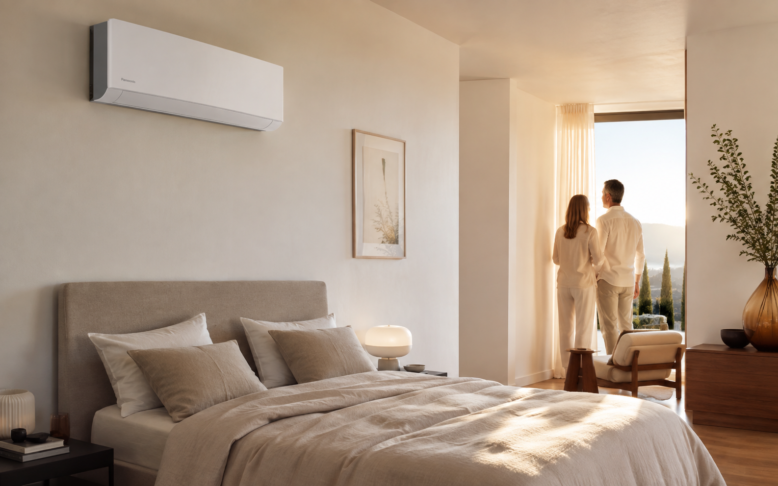 Climatizzatore Panasonic installato in un ambiente domestico caldo e accogliente